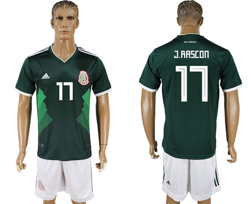 Mexico #17 J.Rascon Green Home Soccer Country Jersey - Click Image to Close